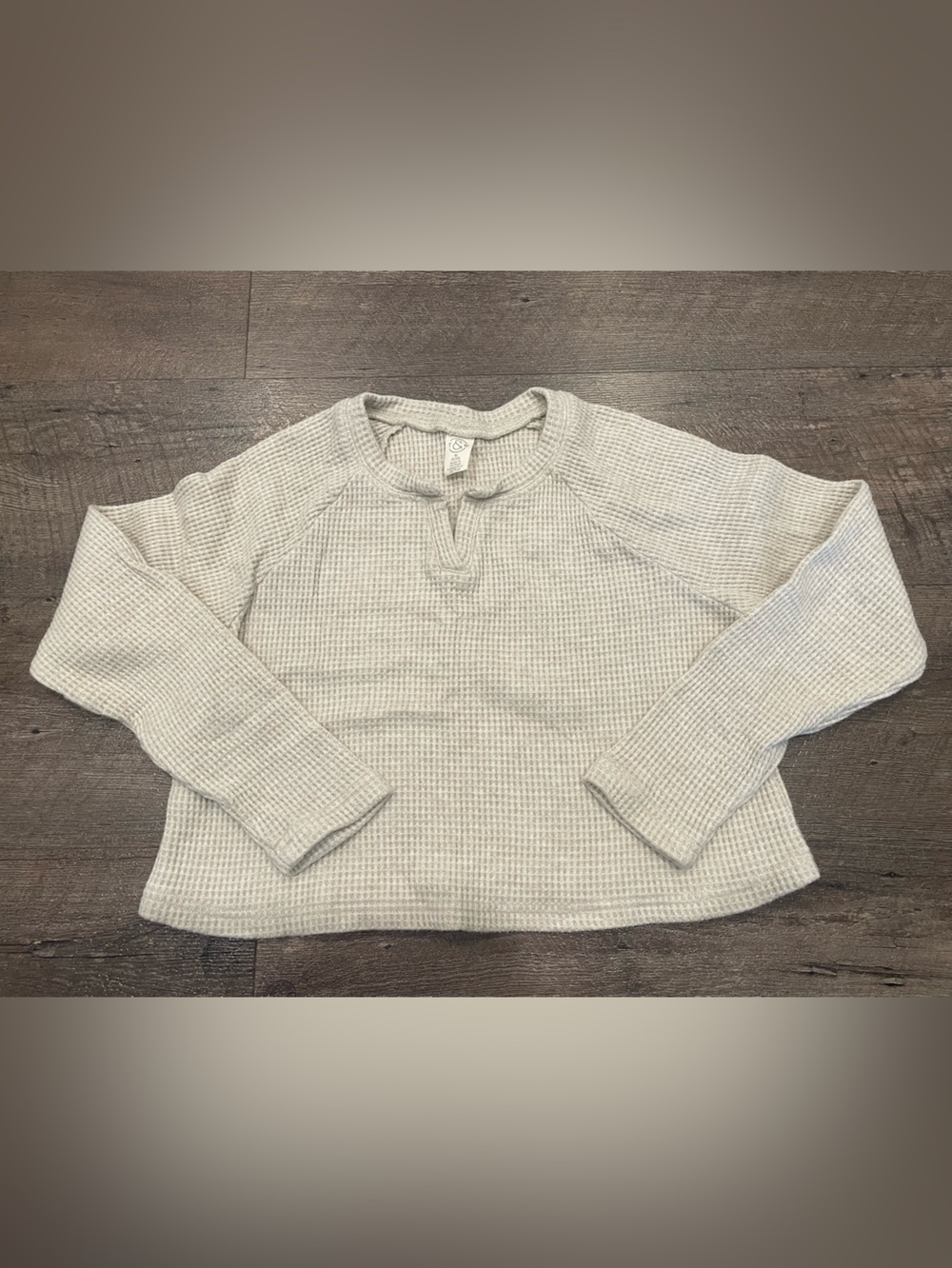 T & B Girls’ Oatmeal Waffle Knit Long Sleeve Top Size Medium 8/10